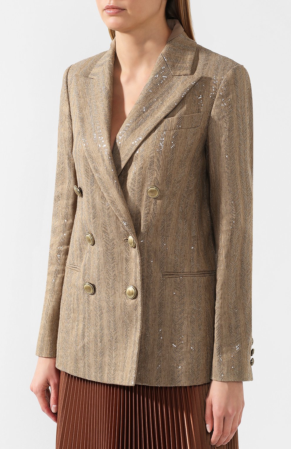 Жакет из смеси хлопка и льна BRUNELLO CUCINELLI, арт. MF5788606, фото 3