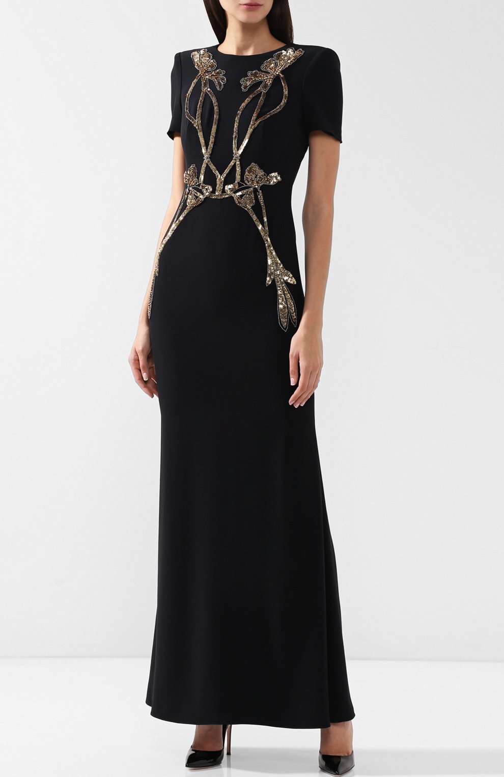 Однотонное платье-макси с декоративной отделкой ALEXANDER MCQUEEN, арт. 530901/QLE40, фото 3