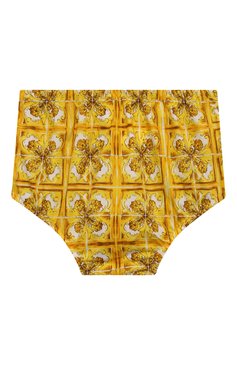 Женский комплект из платья и шорт DOLCE & GABBANA желтого цвета, арт. L23DI5/FI5JW | Фото 7 (Нос: Не проставлено; Материал внешний: Хлопок; Материал сплава: Проставлено; Ростовка одежда: 12 мес | 80 см, 6 мес | 68 см, 9 мес | 74 см)