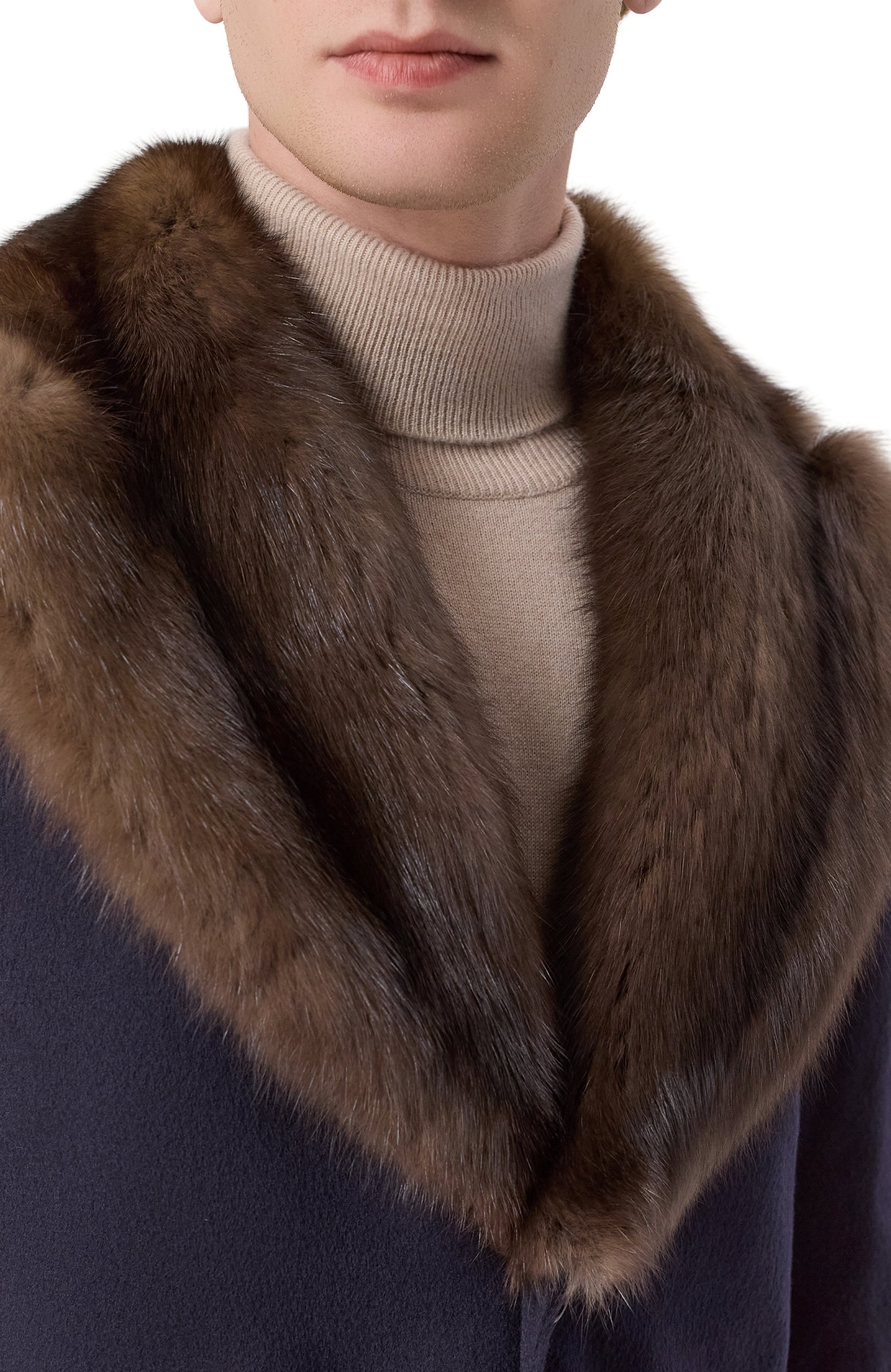 Кашемировое пальто с воротником из соболя KITON, арт. UW0618MV03S28, фото 5