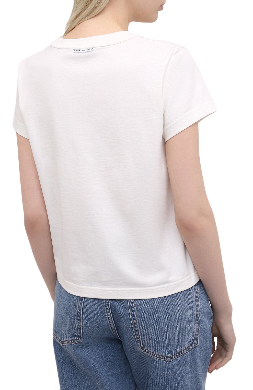 Хлопковая футболка ALEXANDER WANG белого цвета по цене 14350 руб., арт. 1CC2201392, фото 4 Хлопковая футболка ALEXANDER WANG, арт. 1CC2201392, фото 4