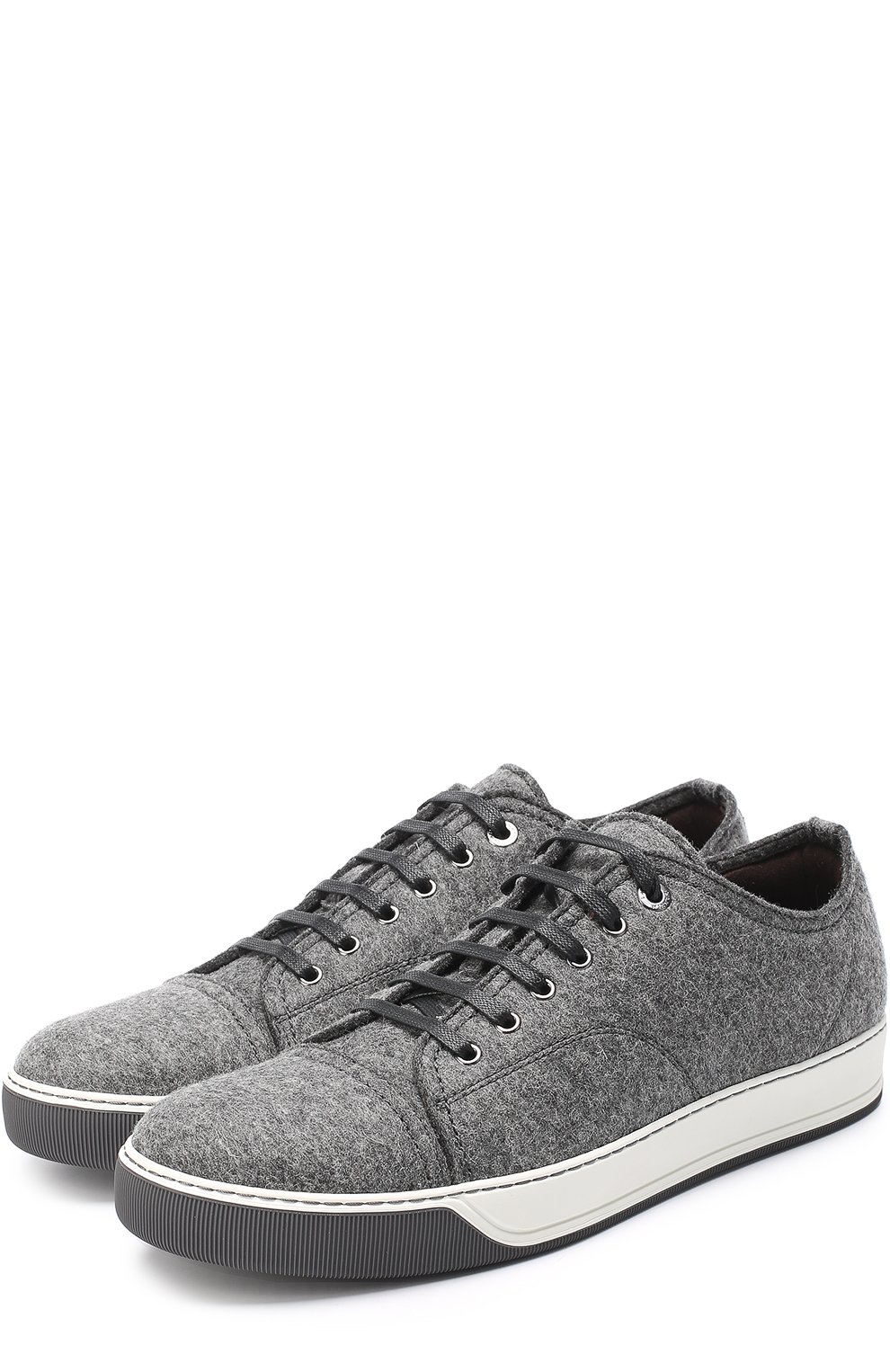 Шерстяные кеды на шнуровке LANVIN серого цвета по цене 47900 руб., арт. FM-SKDBB2-JASP-A17, фото 1 Шерстяные кеды на шнуровке LANVIN, арт. FM-SKDBB2-JASP-A17, фото 1