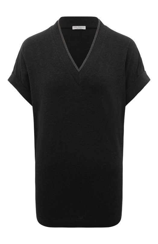 Хлопковая футболка Brunello Cucinelli M0T18BD222 Чёрный M0T18BD222