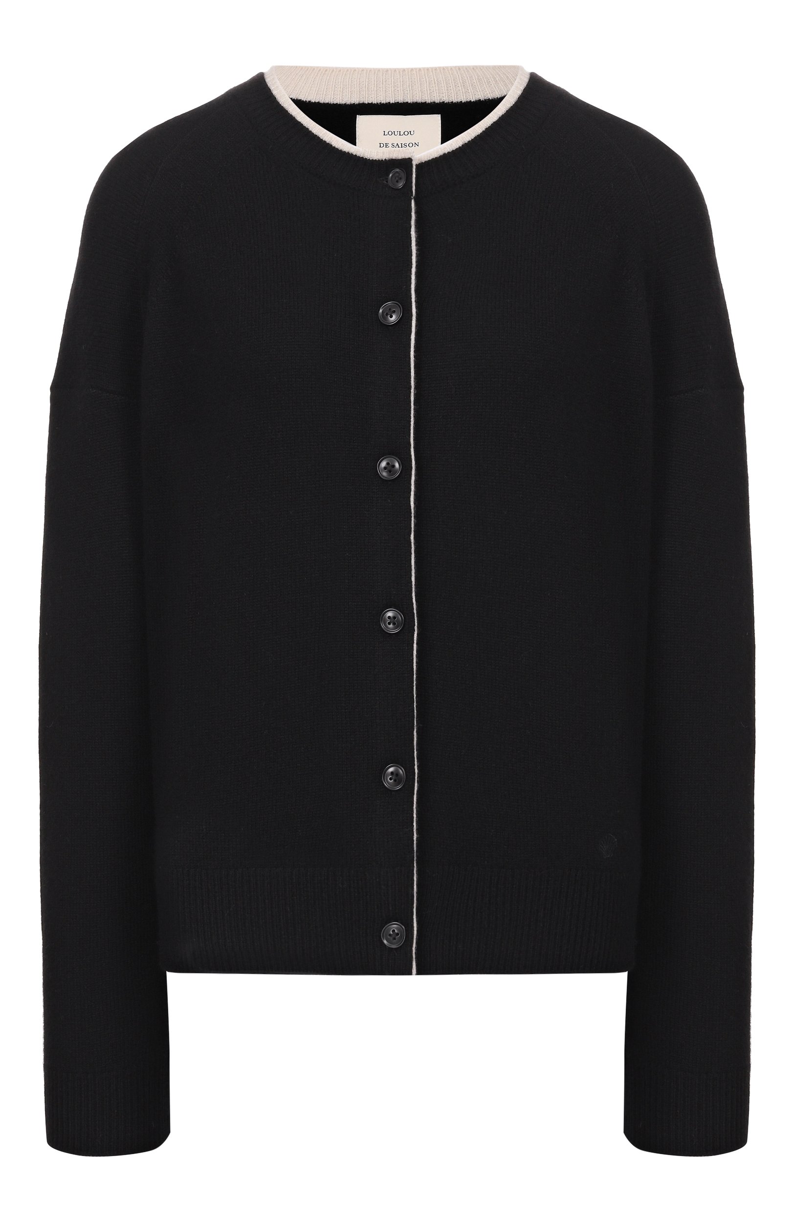 Кашемировый кардиган LOULOU DE SAISON черного цвета по цене 54250 руб., арт. NIC0LA, фото 1 Кашемировый кардиган LOULOU DE SAISON, арт. NIC0LA, фото 1