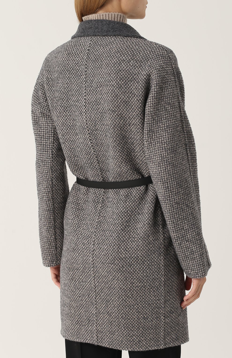 Шерстяное пальто с кожаным поясом LORO PIANA, арт. FAG3295, фото 4