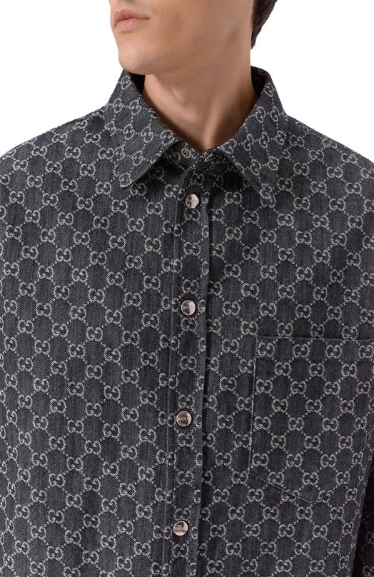 Хлопковая рубашка Gucci 766142/XDC88 Чёрный  766142/XDC88 Фото 5