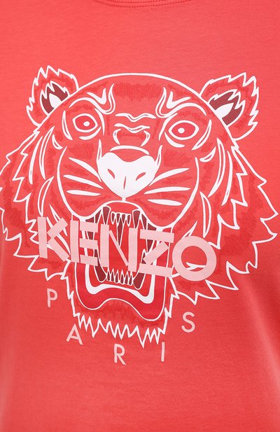 Хлопковая футболка KENZO кораллового цвета по цене 11500 руб., арт. FB52TS8464YB, фото 5 Хлопковая футболка KENZO, арт. FB52TS8464YB, фото 5