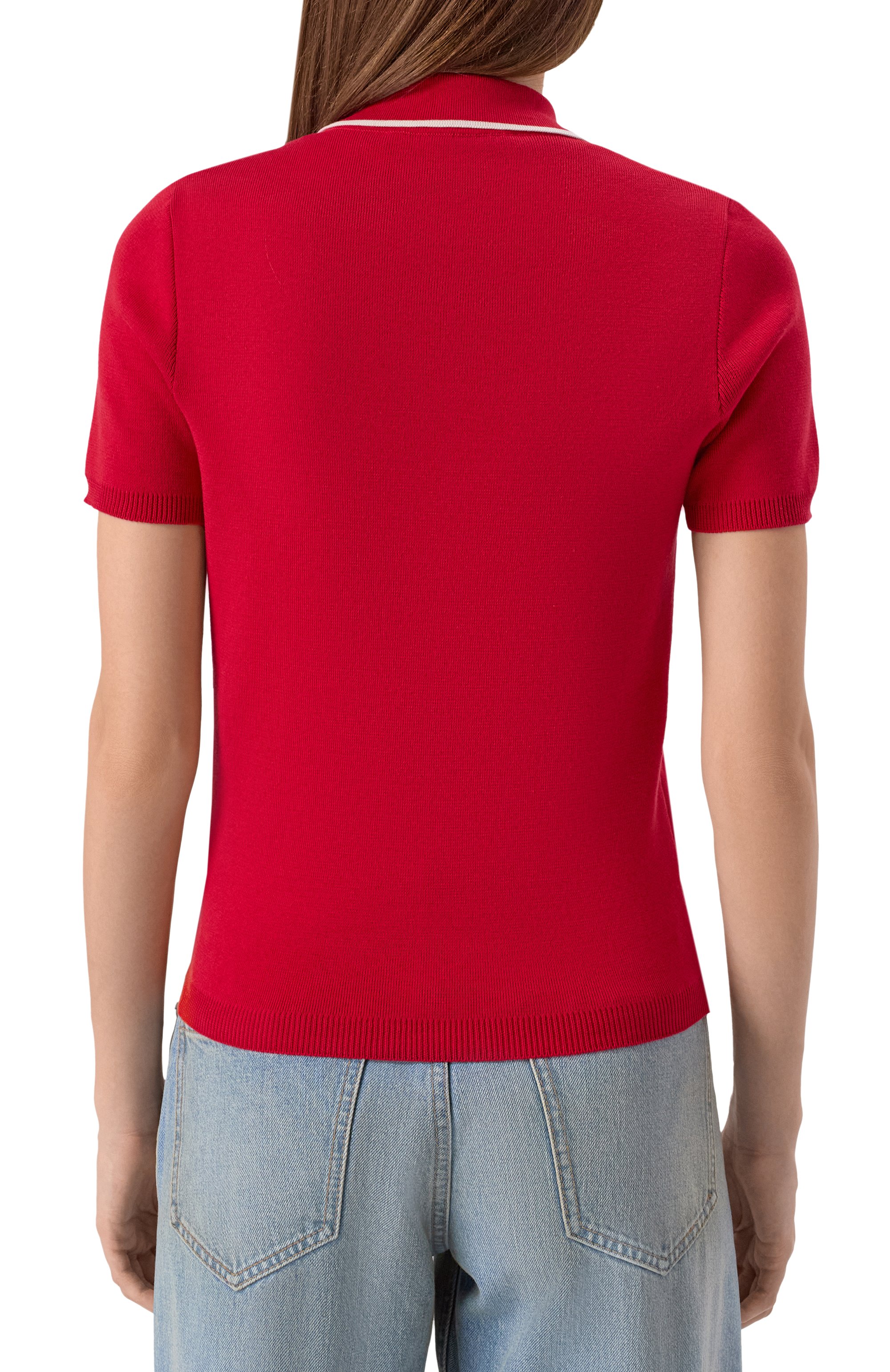 Хлопковое поло VALENTINO красного цвета по цене 171500 руб., арт. 7B3KC65F/9EQ, фото 4 Хлопковое поло VALENTINO, арт. 7B3KC65F/9EQ, фото 4