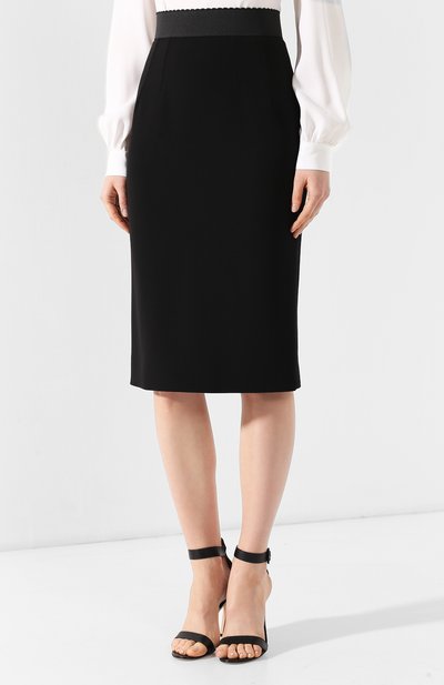 Шерстяная юбка DOLCE & GABBANA черного цвета по цене 72500 руб., арт. F4AQVT/FUBDY, фото 3 Шерстяная юбка DOLCE & GABBANA, арт. F4AQVT/FUBDY, фото 3