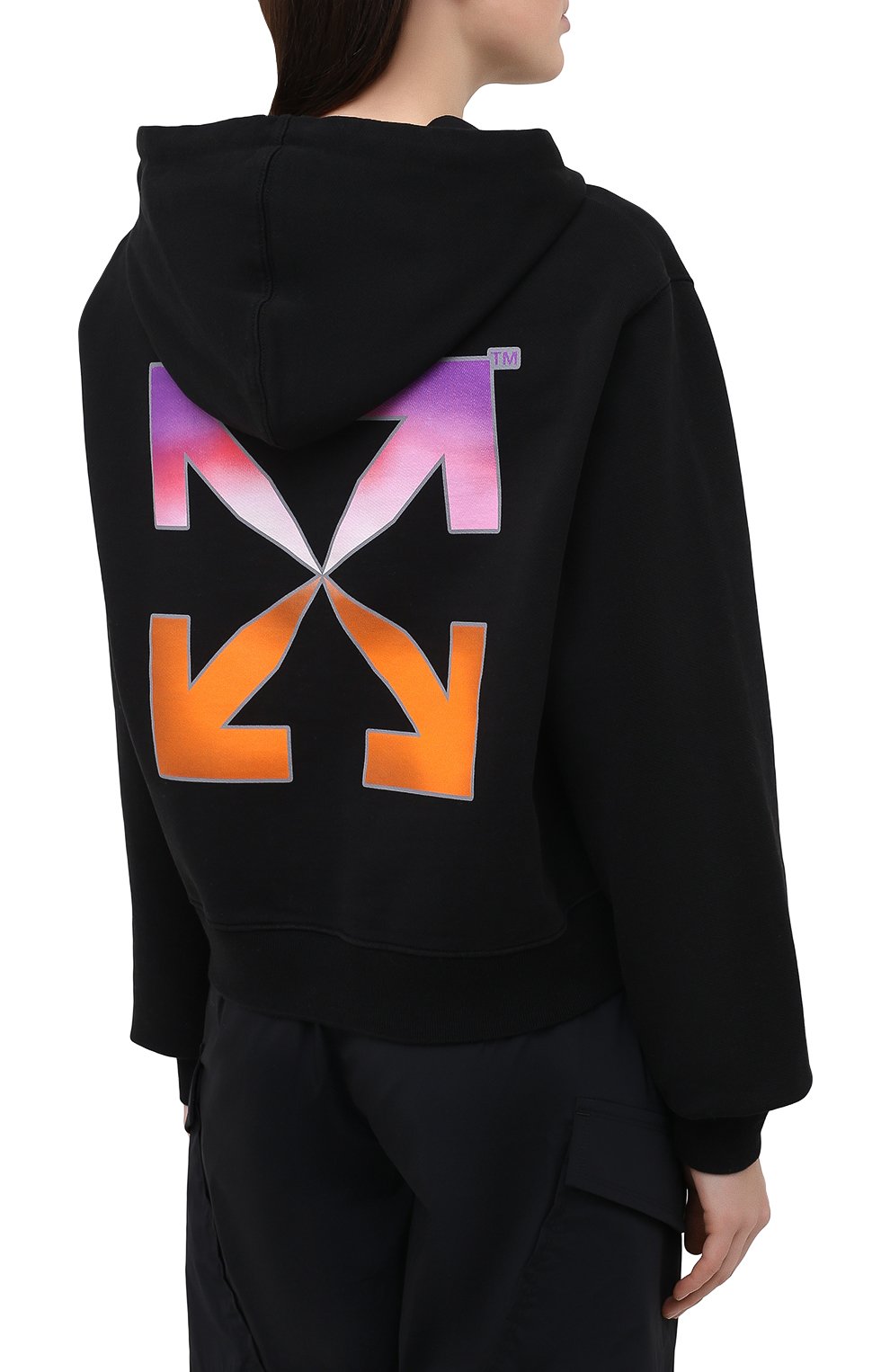 Хлопковое худи OFF-WHITE черного цвета по цене 56950 руб., арт. 0WBB016R21JER001, фото 4 Хлопковое худи OFF-WHITE, арт. 0WBB016R21JER001, фото 4