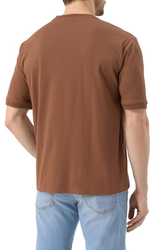 Хлопковая футболка Kiton UMC029H0920007/8XL Коричневый  UMC029H0920007/8XL Фото 4