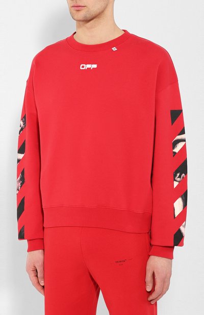 Хлопковый свитшот OFF-WHITE красного цвета по цене 45300 руб., арт. 0MBA035S20E300042088, фото 3 Хлопковый свитшот OFF-WHITE, арт. 0MBA035S20E300042088, фото 3