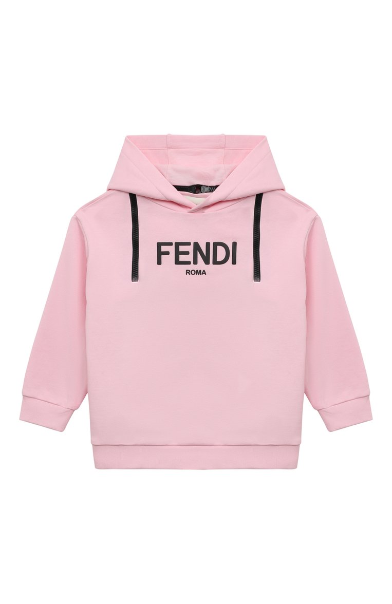 Детский хлопковое худи FENDI розового цвета, арт. JFH145/5V0/8-12+ | Фото 1 (Драгоценные камни: Проставлено; Материал сплава: Проставлено; Материал внешний: Хлопок; Рукава: Длинные; Девочки Кросс-КТ: Худи-одежда; Ростовка одежда: 10 - 11 лет | 140 - 146см, 13 - 15 лет | 158 см, 9 лет | 134 см, 12 лет | 152 см)