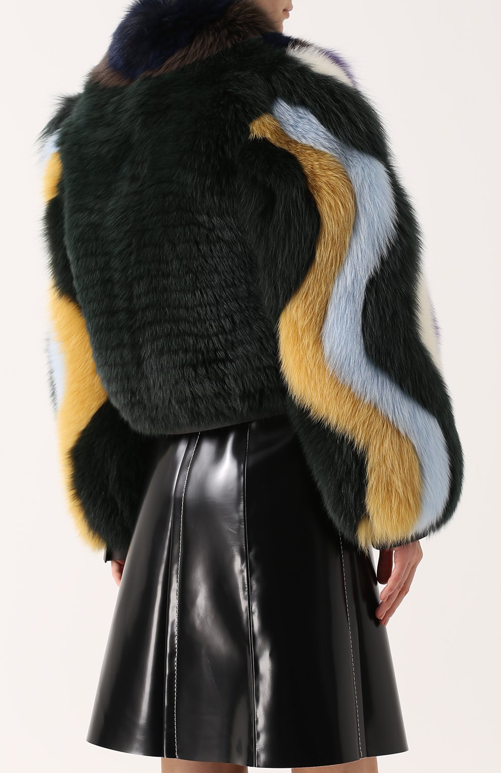Укороченная шуба из меха лисы с контрастной отделкой FENDI, арт. FNE08E/SDH, фото 4