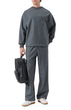 Мужской шерстяной свитшот JIL SANDER темно-серого цвета, арт. J61GU0002/J40045 | Фото 2 (Длина (для топов): Стандартные; Материал сплава: Проставлено; Рукава: Длинные; Драгоценные камни: Проставлено; Материал внешний: Шерсть; Мужское Кросс-КТ: свитшот-одежда; Принт: Без принта; Стили: Минимализм, Спорт-шик)