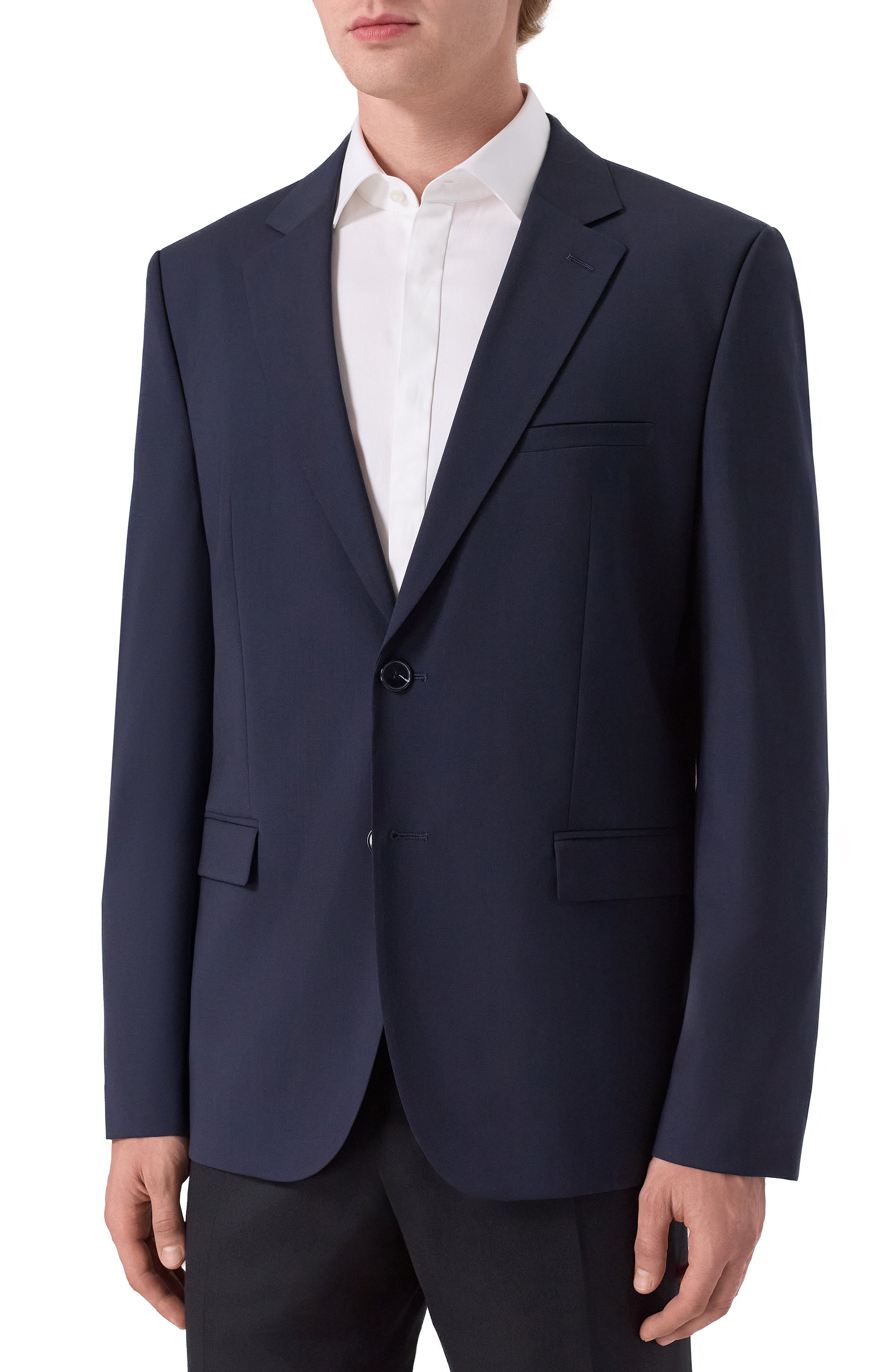 Шерстяной пиджак HUGO темно-синего цвета по цене 49950 руб., арт. 50546616, фото 4 Шерстяной пиджак HUGO, арт. 50546616, фото 4