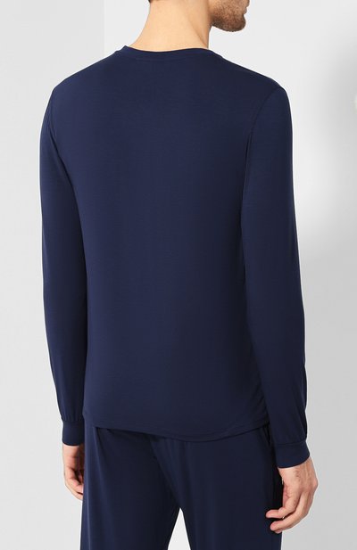 Пижама из вискозы с брюками ZEGNA синего цвета по цене 32000 руб., арт. N6H010590, фото 3 Пижама из вискозы с брюками ZEGNA, арт. N6H010590, фото 3