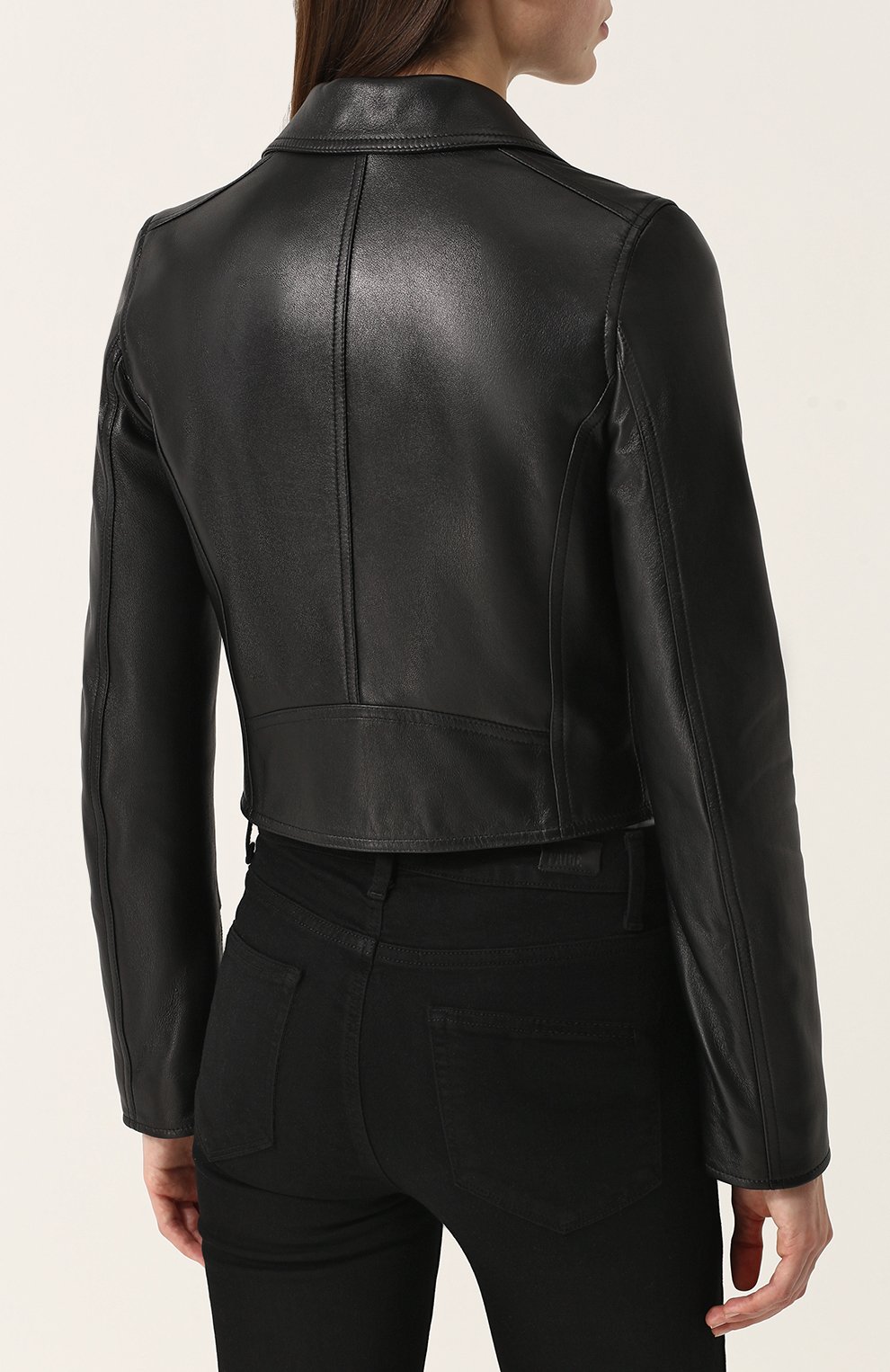 Укороченная кожаная куртка с косой молнией DOLCE & GABBANA, арт. F9829L/FUL89, фото 4