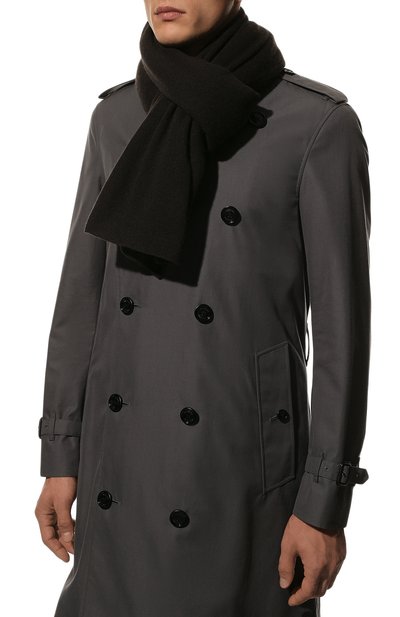 Кашемировый шарф ALLUDE темно-коричневого цвета по цене 26350 руб., арт. 225/11241, фото 3 Кашемировый шарф ALLUDE, арт. 225/11241, фото 3