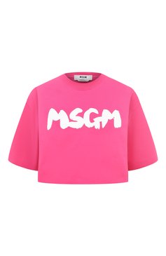 Женская хлопковая футболка MSGM фуксия цвета, арт. 3641MDM100/247002 | Фото 1 (Рукава: Короткие; Принт: С принтом; Материал сплава: Проставлено; Материал внешний: Хлопок; Стили: Спорт-шик; Женское Кросс-КТ: Футболка-одежда; Драгоценные камни: Проставлено; Длина (для топов): Укороченные)