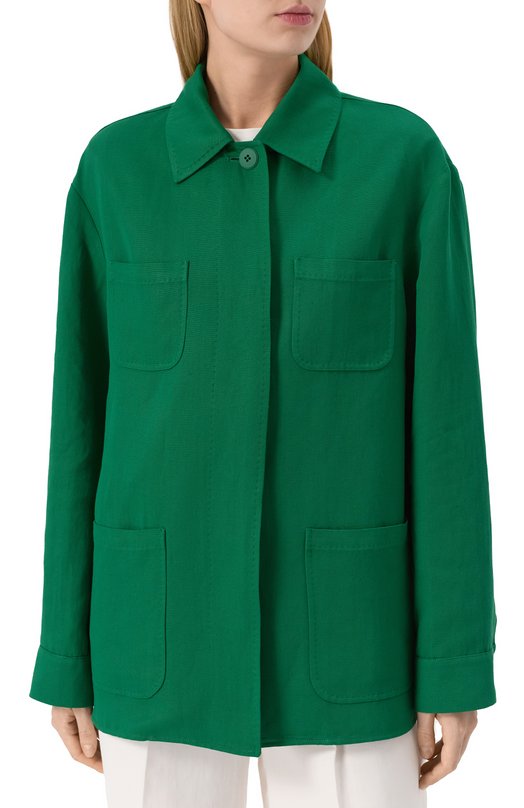 Рубашка из вискозы и льна Max Mara Studio LINCE Зелёный  LINCE Фото 3