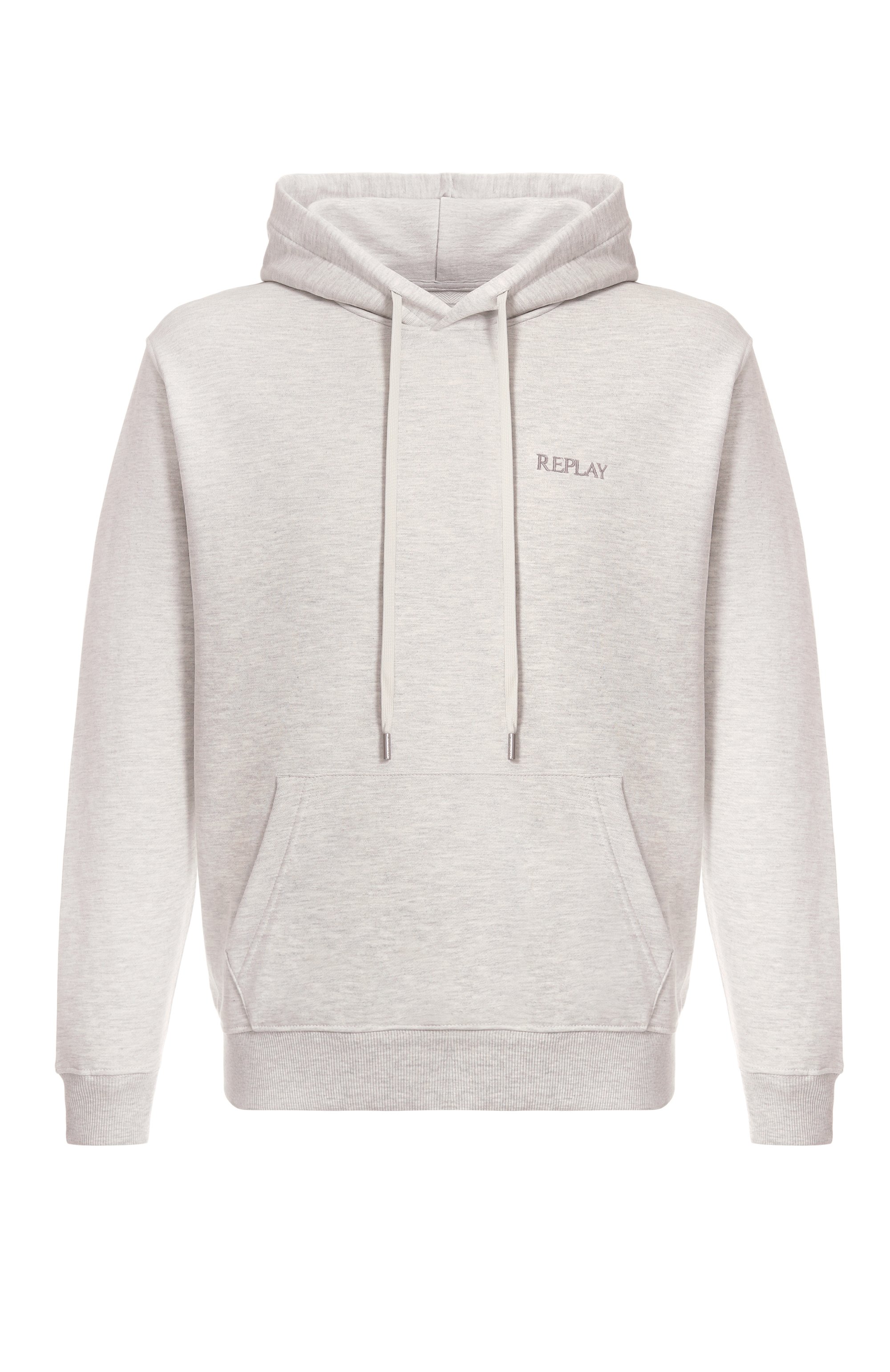 Хлопковое худи REPLAY светло-серого цвета по цене 14700 руб., арт. M3189 .000.23802, фото 1 Хлопковое худи REPLAY, арт. M3189 .000.23802, фото 1