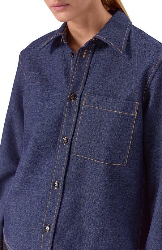 Шерстяная рубашка Bottega Veneta 832289/V5VQ0 Синий  832289/V5VQ0 Фото 5