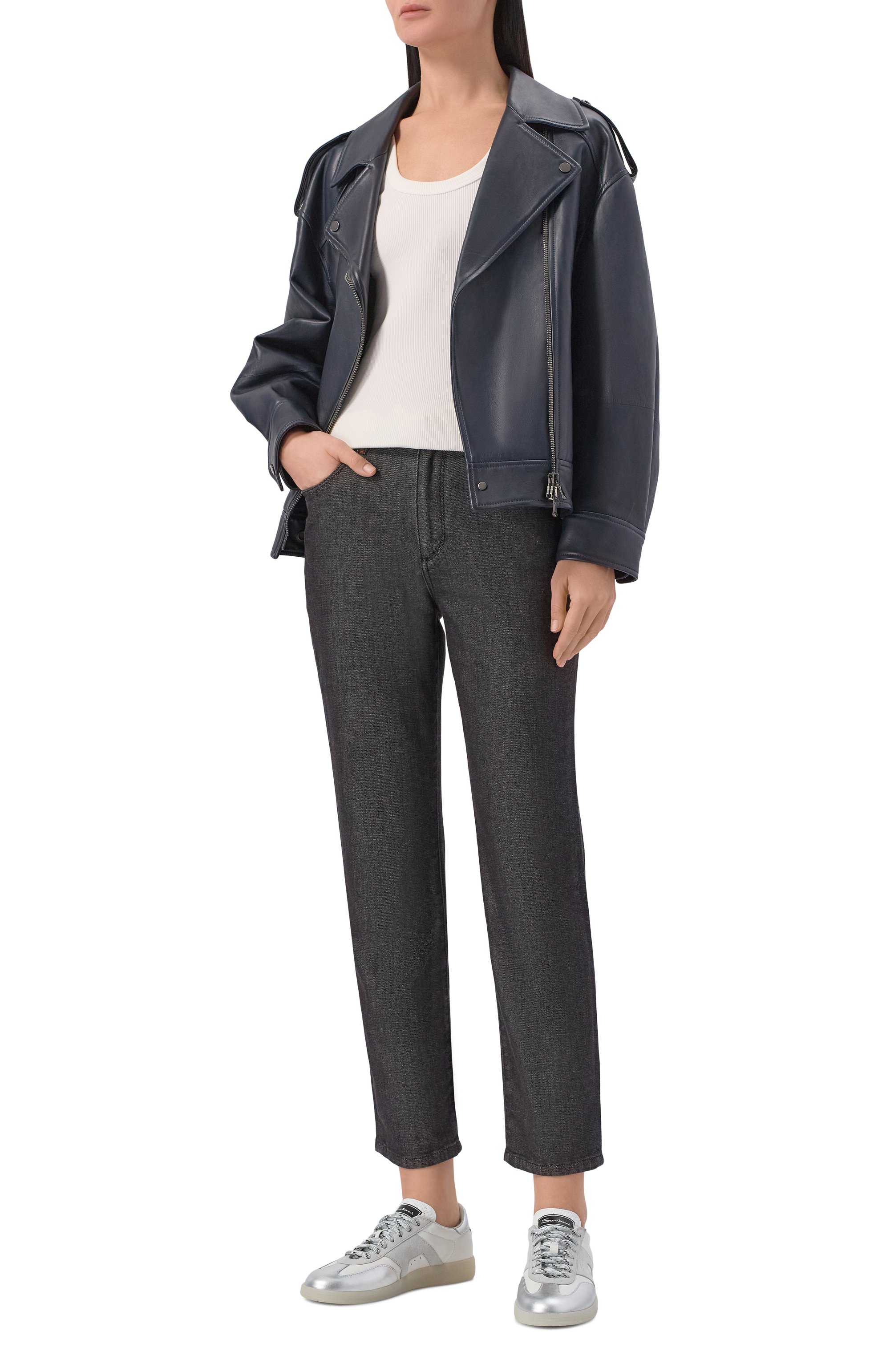 Кожаные кеды SANTONI, арт. WBPG61244TITTPSX, фото 3