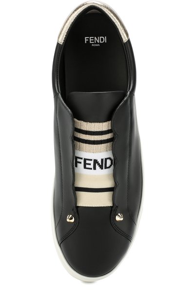 Кожаные кеды с эластичной лентой FENDI черного цвета по цене 40900 руб., арт. 8E6592 A36K, фото 5 Кожаные кеды с эластичной лентой FENDI, арт. 8E6592 A36K, фото 5