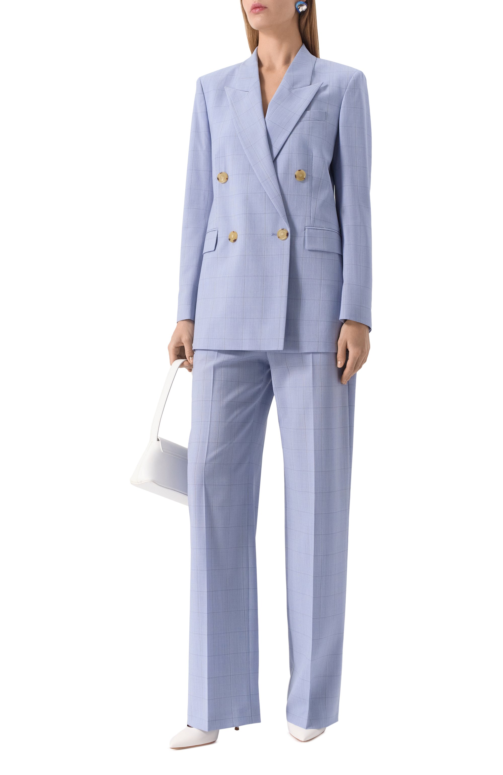 Шерстяные брюки BOSS голубого цвета по цене 27500 руб., арт. 50534529, фото 2 Шерстяные брюки BOSS, арт. 50534529, фото 2