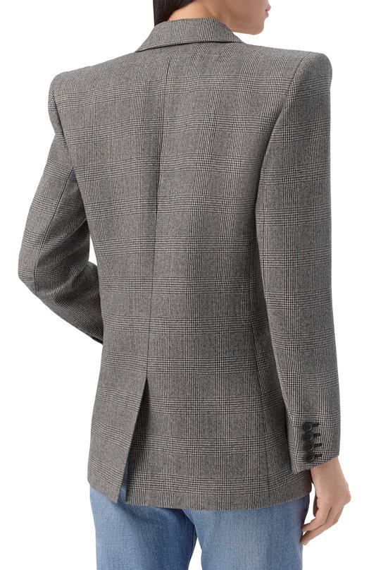 Шерстяной жакет Saint Laurent 758058/Y5H54 Серый  758058/Y5H54 Фото 4