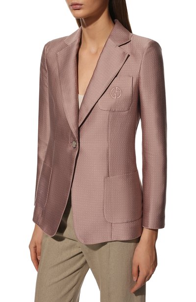 Жакет из хлопка и шелка GIORGIO ARMANI розового цвета по цене 349000 руб., арт. 2SHGG00C/T033W, фото 3 Жакет из хлопка и шелка GIORGIO ARMANI, арт. 2SHGG00C/T033W, фото 3