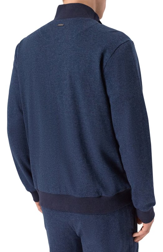 Толстовка из хлопка и кашемира Andrea Campagna ZIP/LB1630 Синий  ZIP/LB1630 Фото 4