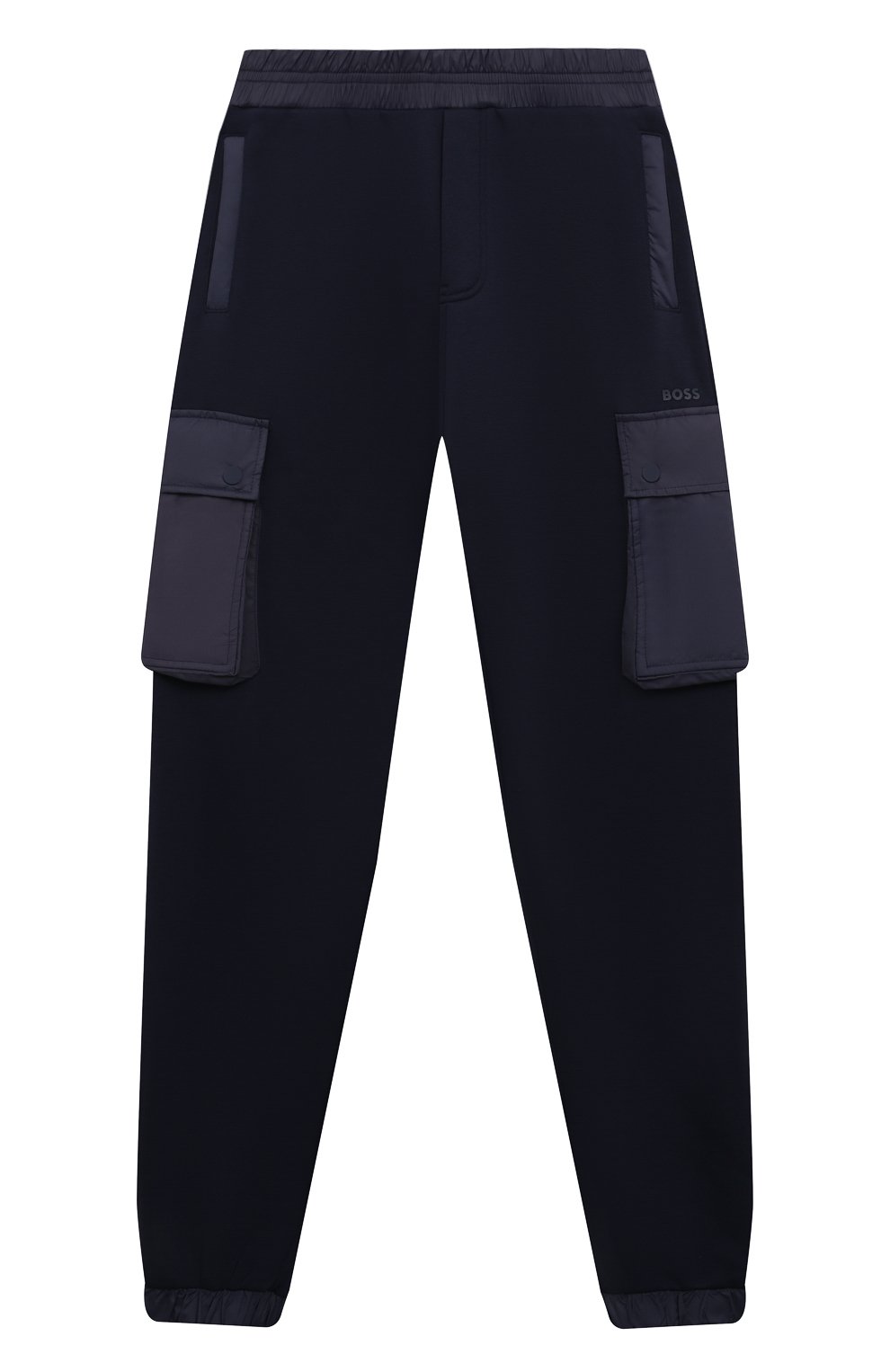 Хлопковые брюки-карго BOSS темно-синего цвета по цене 13300 руб., арт. J24862/14A-16A, фото 1 Хлопковые брюки-карго BOSS, арт. J24862/14A-16A, фото 1