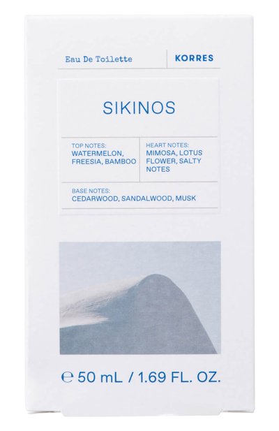 Туалетная вода sikinos (50ml) KORRES бесцветного цвета по цене 5990 руб., арт. 5203069120350, фото 2 Туалетная вода sikinos (50ml) KORRES, арт. 5203069120350, фото 2