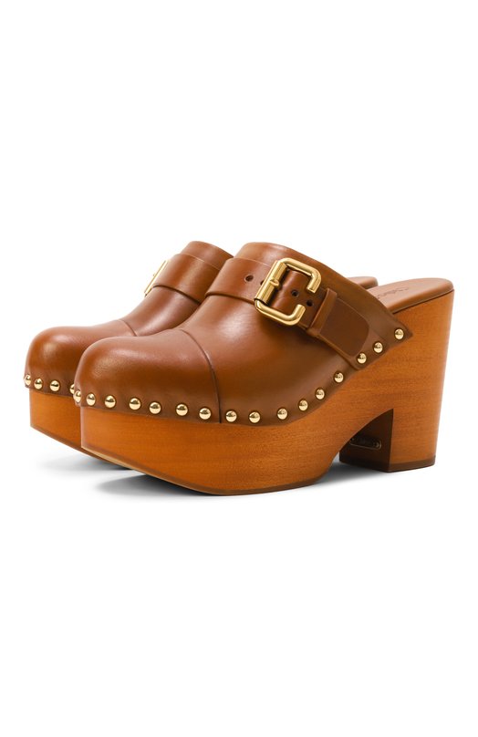 Кожаные сабо Jeannette Chloé CHC24A02TLT Коричневый CHC24A02TLT