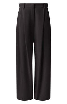 Женские шерстяные брюки NINA RICCI черного цвета, арт. 25PCPA002/WV0322 | Фото 1 (Длина (брюки, джинсы): Стандартные; Материал внешний: Шерсть; Женское Кросс-КТ: Брюки-одежда; Стили: Кэжуэл; Силуэт Ж (брюки и джинсы): Широкие; Автоматизация состава: Проставлено; Автоматизация ТО: Проставлено)
