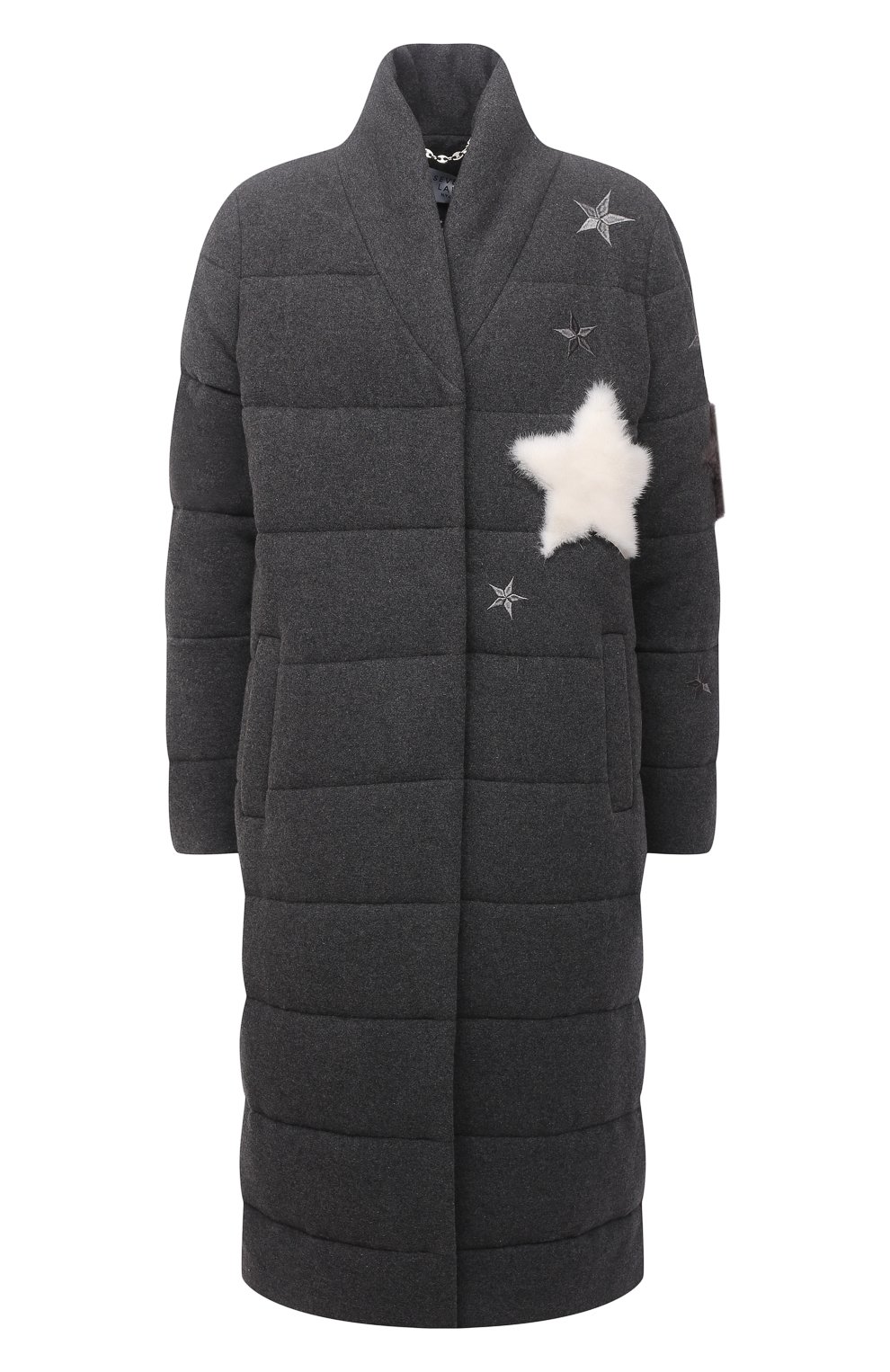 Пальто утепленное SEVEN LAB серого цвета по цене 48300 руб., арт. DLW-002SG charcoal, фото 1 Пальто утепленное SEVEN LAB, арт. DLW-002SG charcoal, фото 1