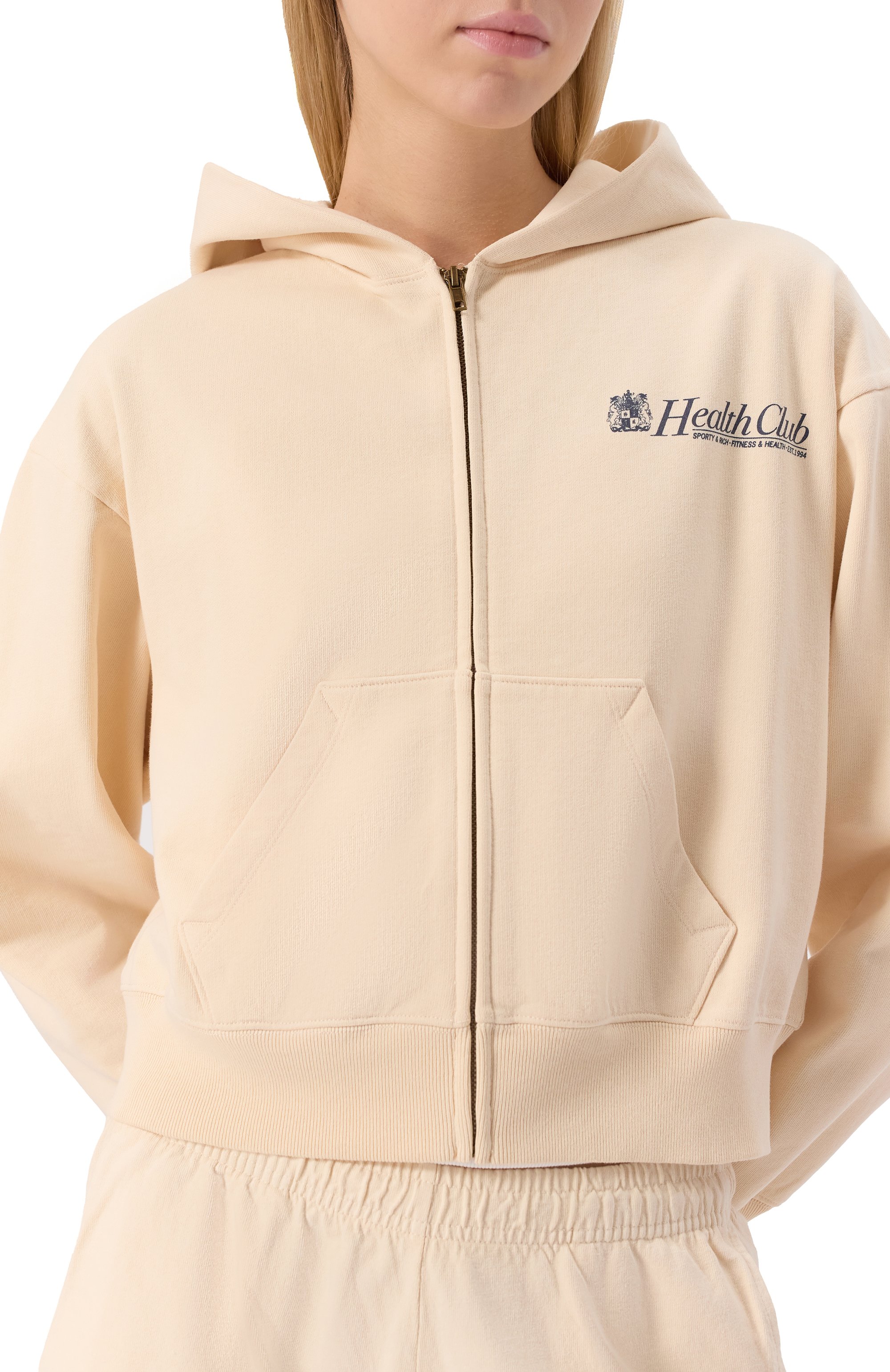 Хлопковая толстовка SPORTY AND RICH кремового цвета по цене 29300 руб., арт. ST068620080CR01, фото 5 Хлопковая толстовка SPORTY AND RICH, арт. ST068620080CR01, фото 5