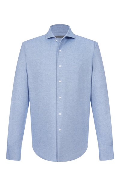 Рубашка из хлопка и кашемира CORNELIANI голубого цвета по цене 46850 руб., арт. 26P156-2611629, фото 1 Рубашка из хлопка и кашемира CORNELIANI, арт. 26P156-2611629, фото 1