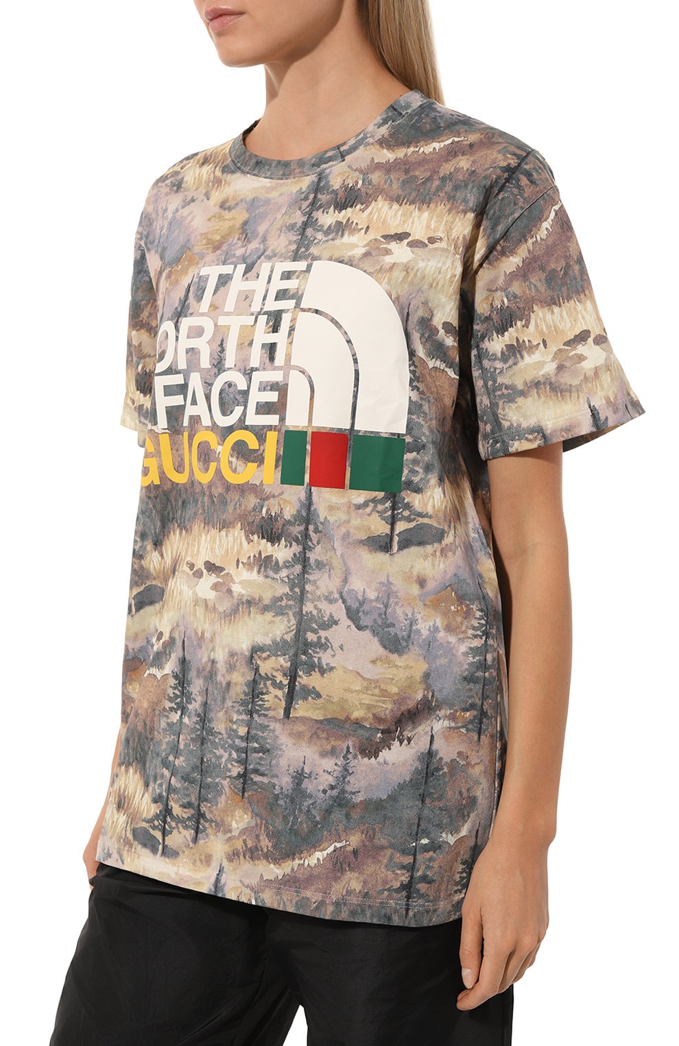Хлопковая футболка the north face x gucci GUCCI, арт. 672475 XJDTA, фото 3