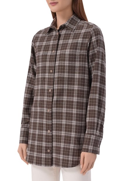 Хлопковая рубашка KITON коричневого цвета по цене 114000 руб., арт. D52445H09062, фото 3 Хлопковая рубашка KITON, арт. D52445H09062, фото 3