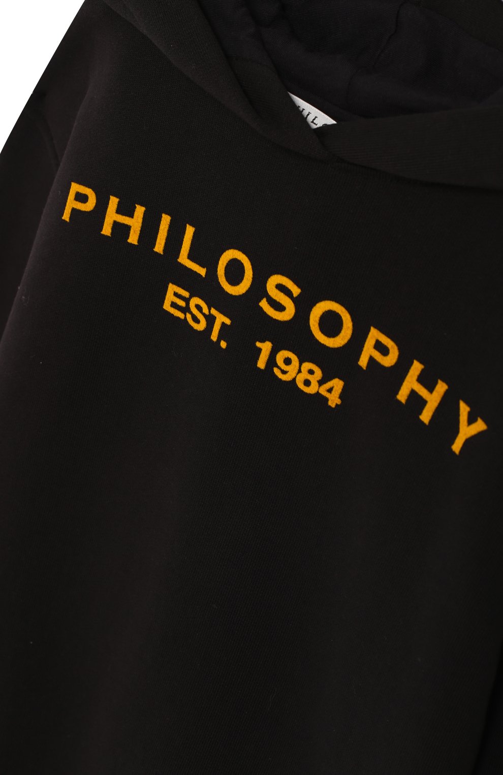 Хлопковое мини-платье с капюшоном PHILOSOPHY DI LORENZO SERAFINI KIDS черного цвета по цене 16450 руб., арт. PJAB18/FE144/TH008/XXS-XS, фото 3 Хлопковое мини-платье с капюшоном PHILOSOPHY DI LORENZO SERAFINI KIDS, арт. PJAB18/FE144/TH008/XXS-XS, фото 3