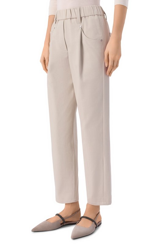 Хлопковые брюки Brunello Cucinelli MA126P8417 Серый  MA126P8417 Фото 3