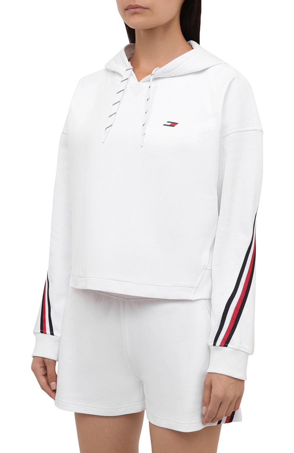 Хлопковое худи TOMMY HILFIGER белого цвета по цене 12990 руб., арт. S10S101030, фото 3 Хлопковое худи TOMMY HILFIGER, арт. S10S101030, фото 3