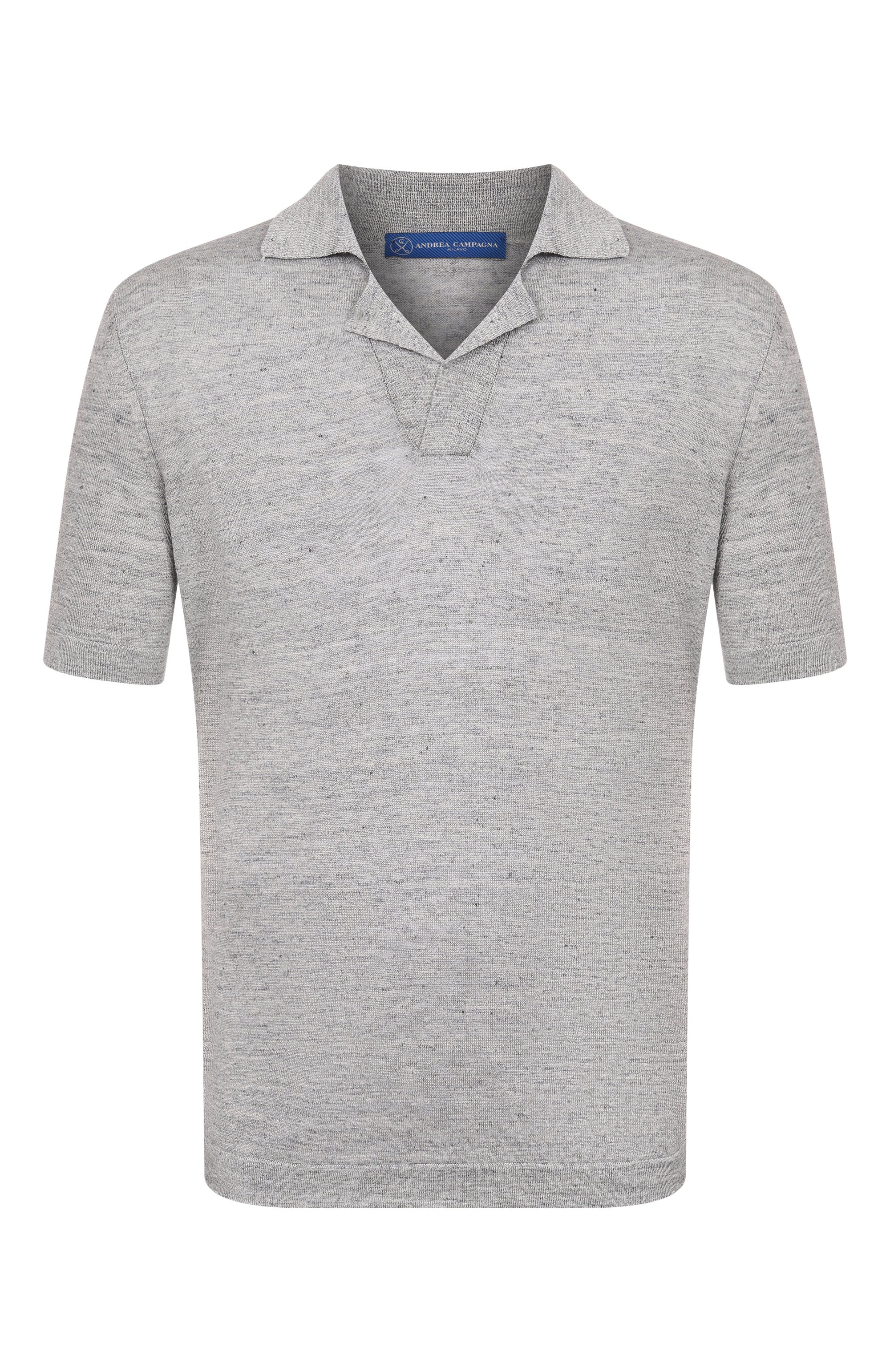 Поло изо льна и шелка ANDREA CAMPAGNA, арт. M5426-8087, фото 1