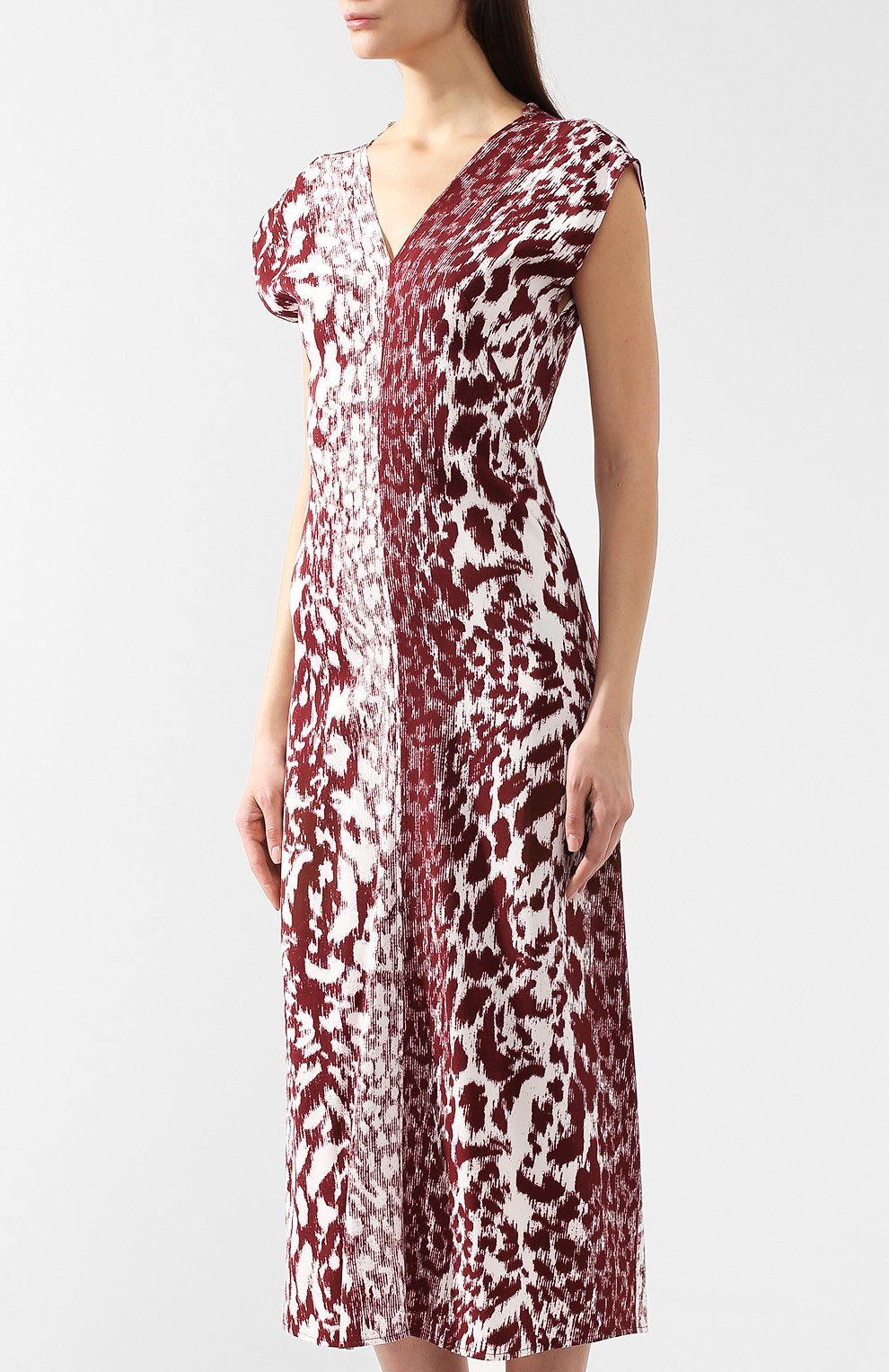 Платье с принтом VICTORIA BECKHAM бордового цвета по цене 126000 руб., арт. DR MID 6725 PSS19 CADY LE0PARD PRINT, фото 3 Платье с принтом VICTORIA BECKHAM, арт. DR MID 6725 PSS19 CADY LE0PARD PRINT, фото 3