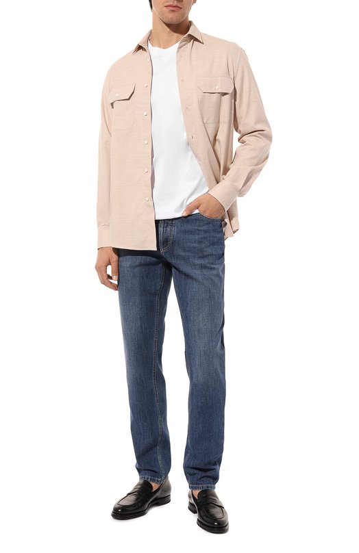 Хлопковая рубашка Brunello Cucinelli MA7520626 Бежевый  MA7520626 Фото 2