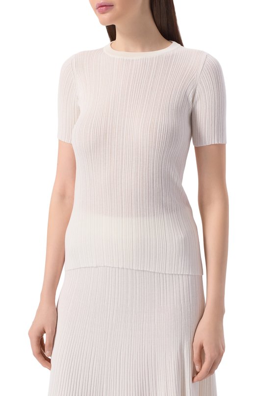 Пуловер из хлопка и шелка Agnona KT09015E/7Q180PE Белый  KT09015E/7Q180PE Фото 3