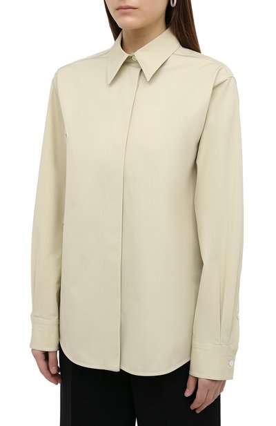 Хлопковая рубашка JIL SANDER зеленого цвета по цене 71900 руб., арт. JSWR605705-WR243900, фото 3 Хлопковая рубашка JIL SANDER, арт. JSWR605705-WR243900, фото 3
